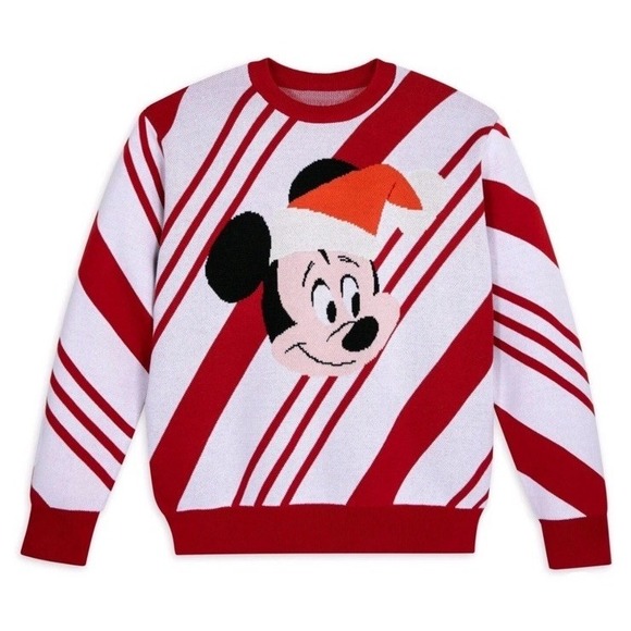Disney Other - New Disney Parks Santa Mickey Mouse Sweater Xmas Candy Cane Stripes Mens S
